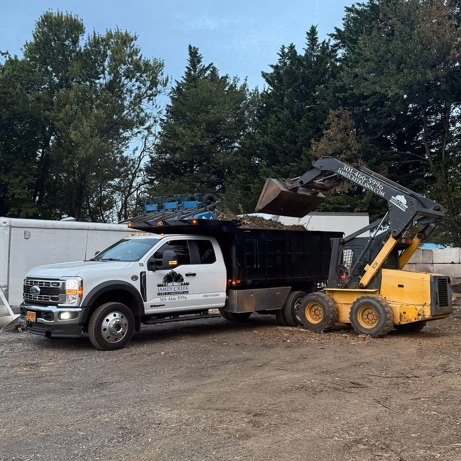 Branded landscaping truck by James Creek Lawn and Landscape