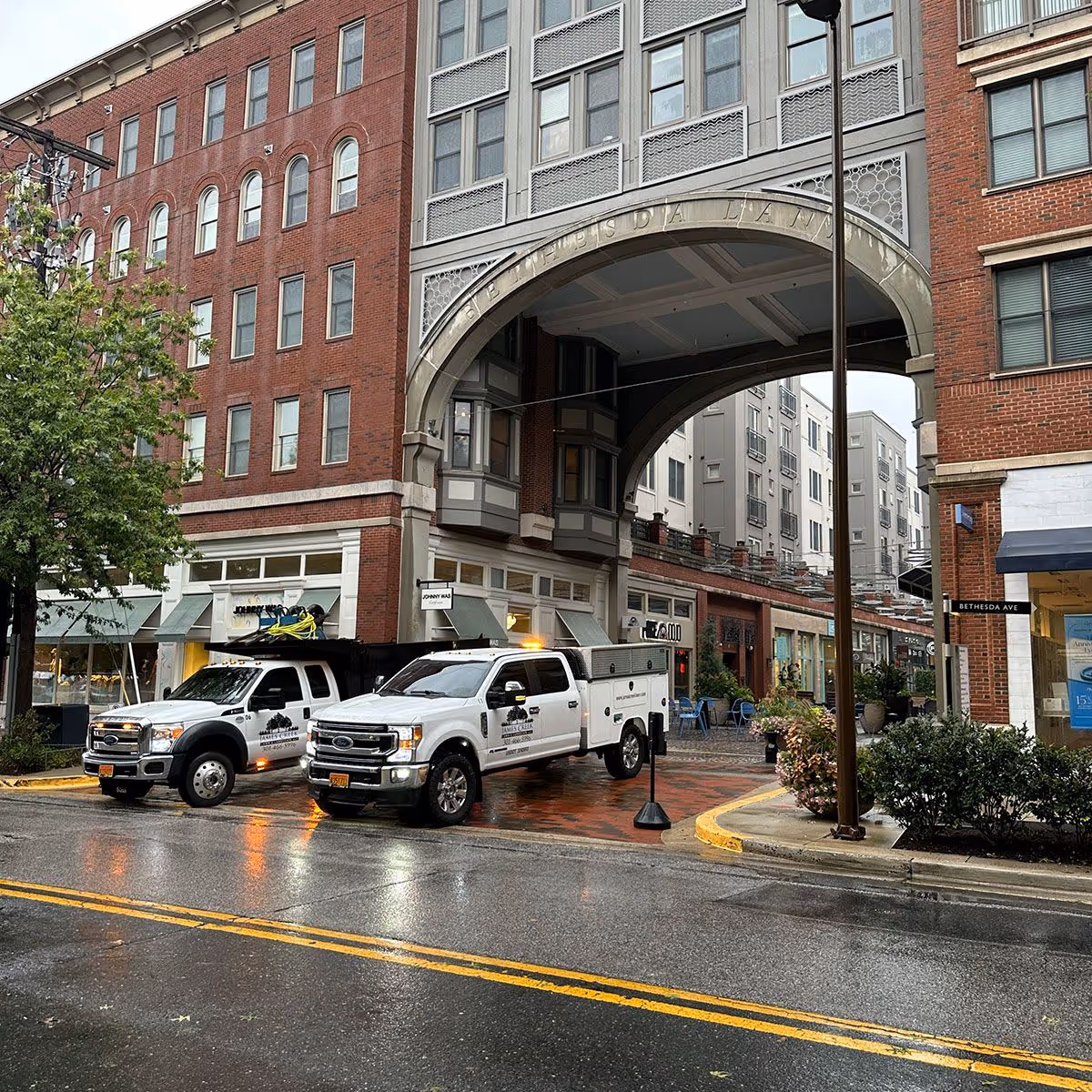 James Creek Lawn and Landscape crew truck on site