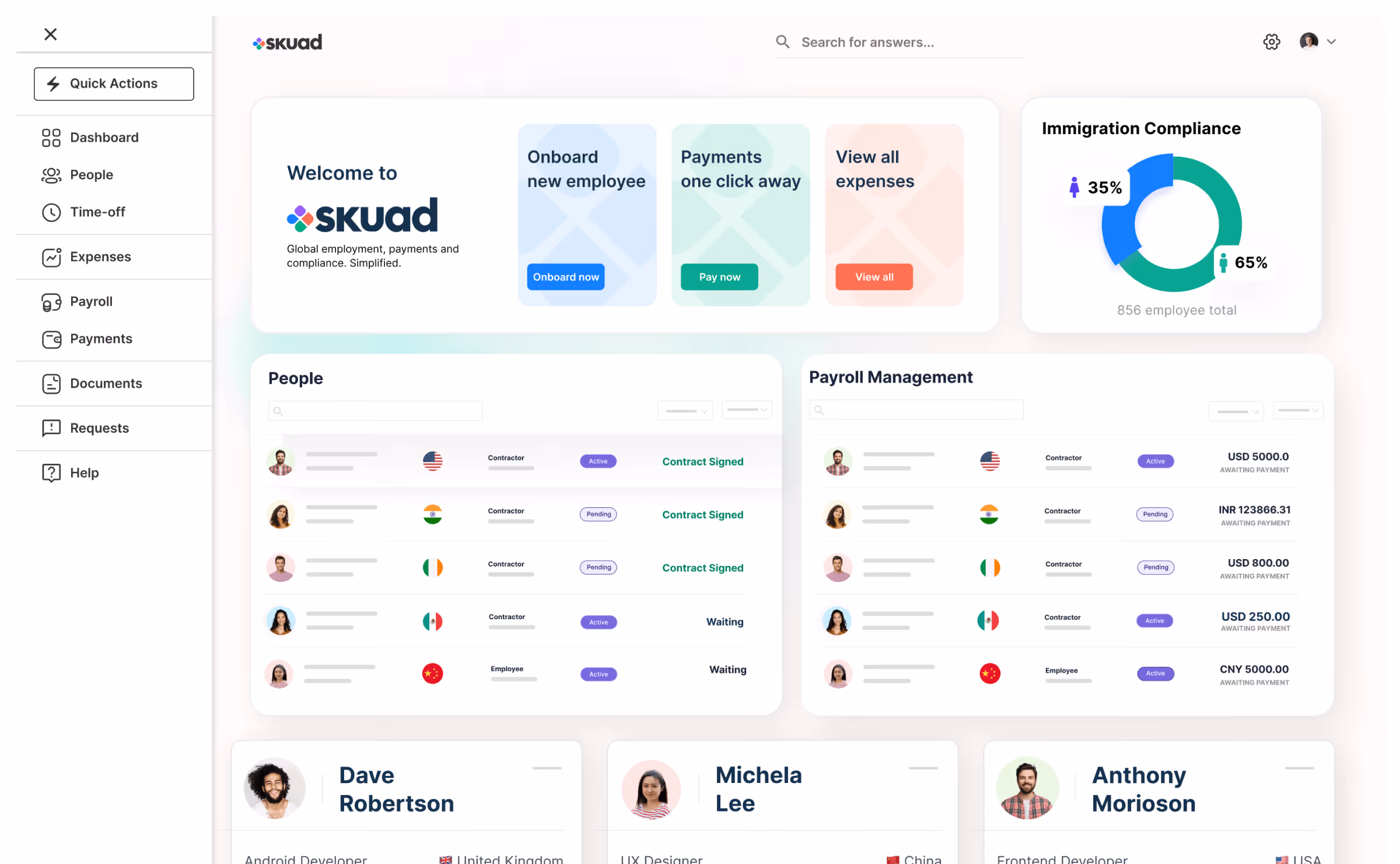 Skuad's Employer of Record Platform