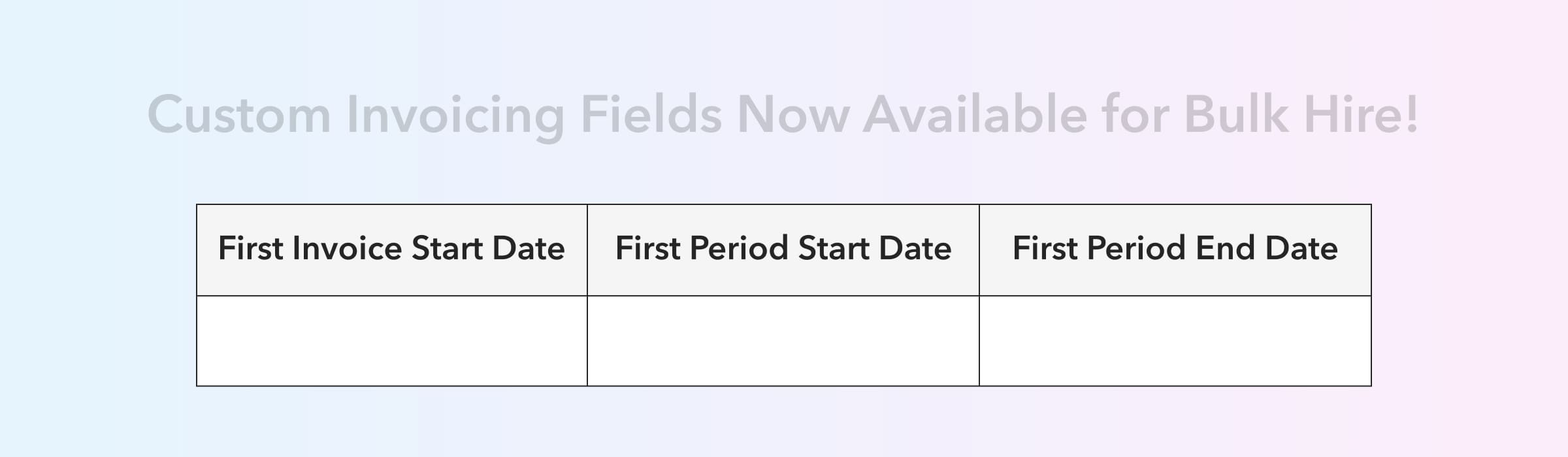 Custom Invoicing Fields in Bulk Hire Sheet