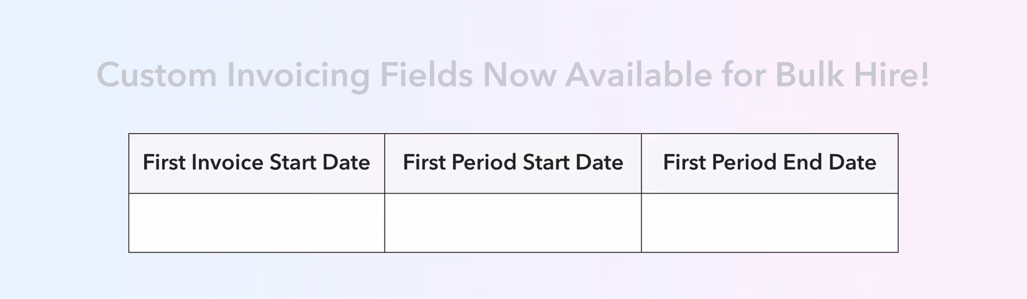 Custom Invoicing Fields in Bulk Hire Sheet