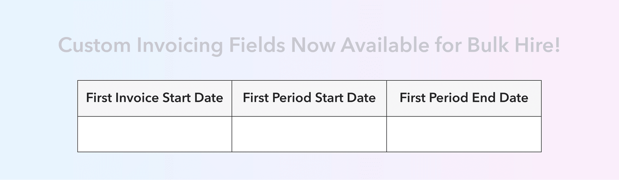 Custom Invoicing Fields in Bulk Hire Sheet