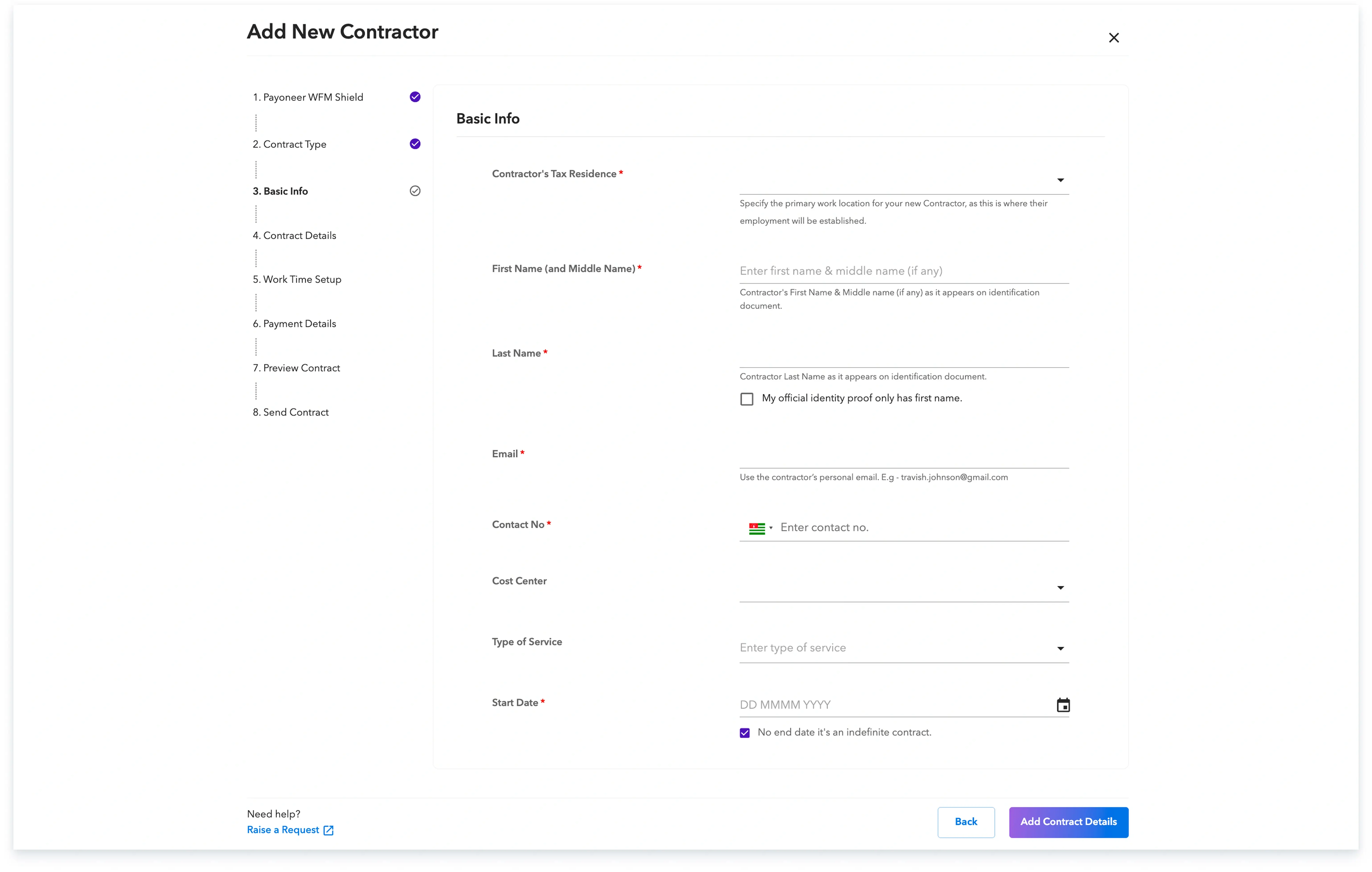 Fill in basic identification details