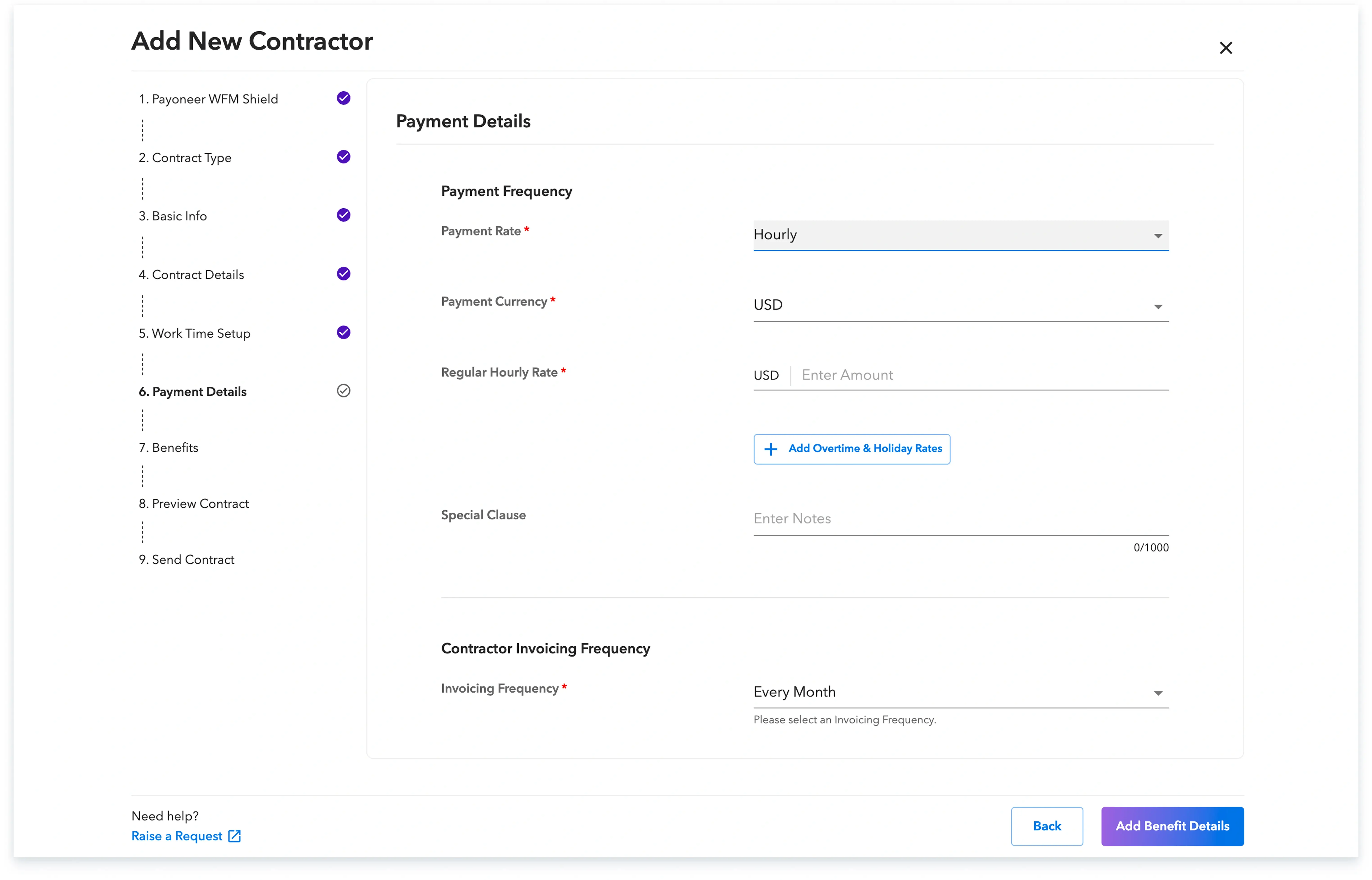 Enter the payment details 
