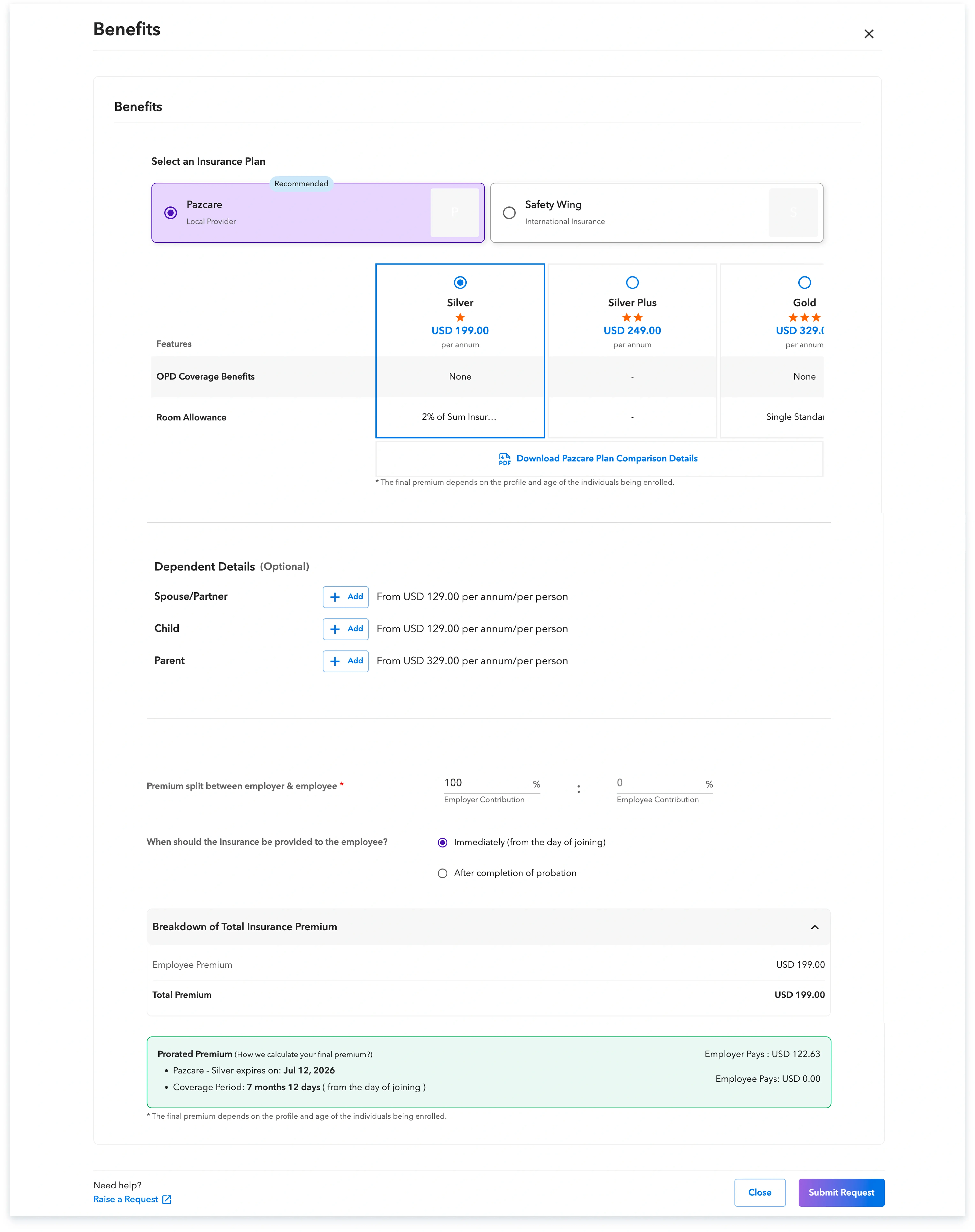 insurance premium breakdown