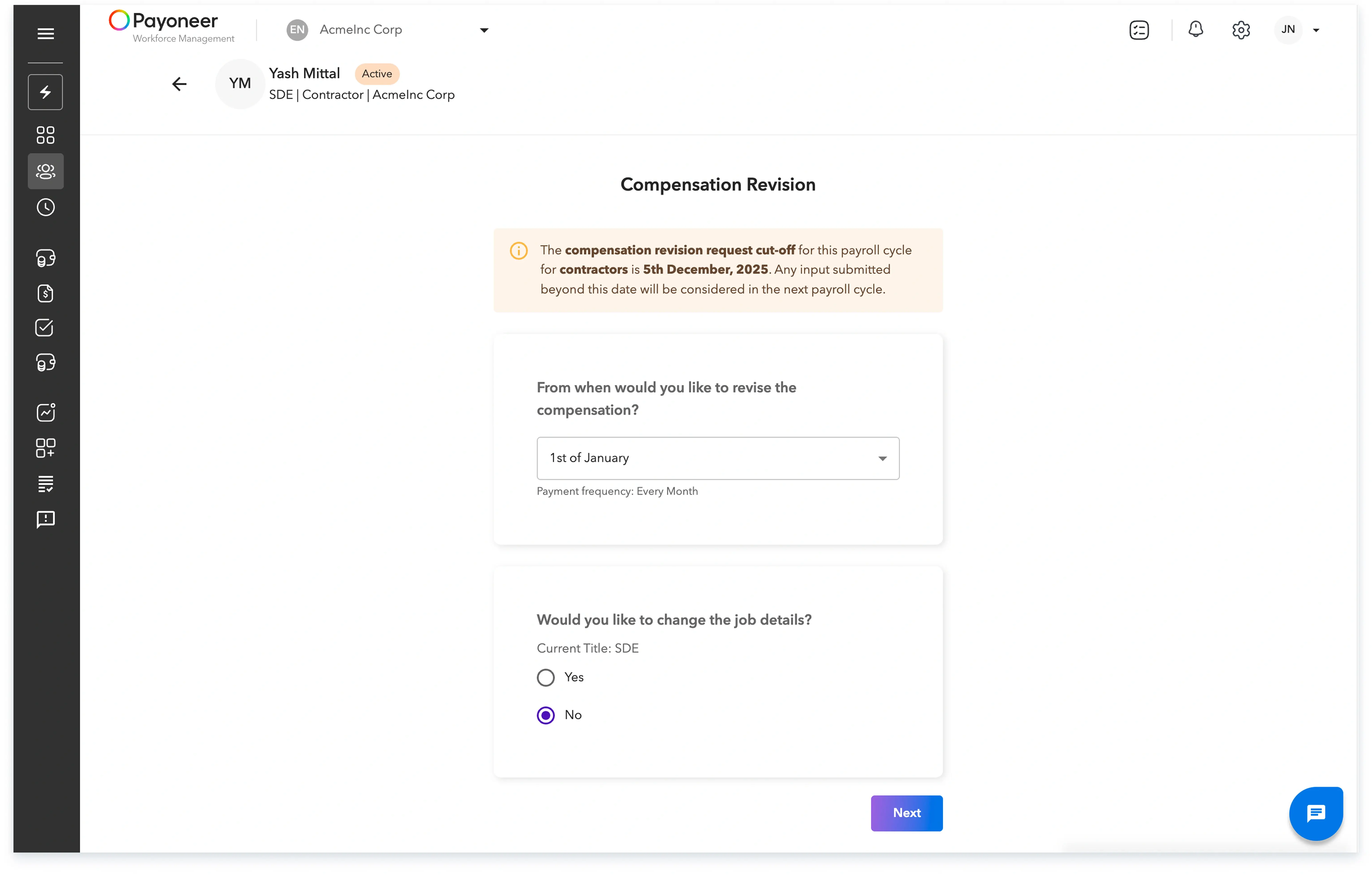 Select the effective date