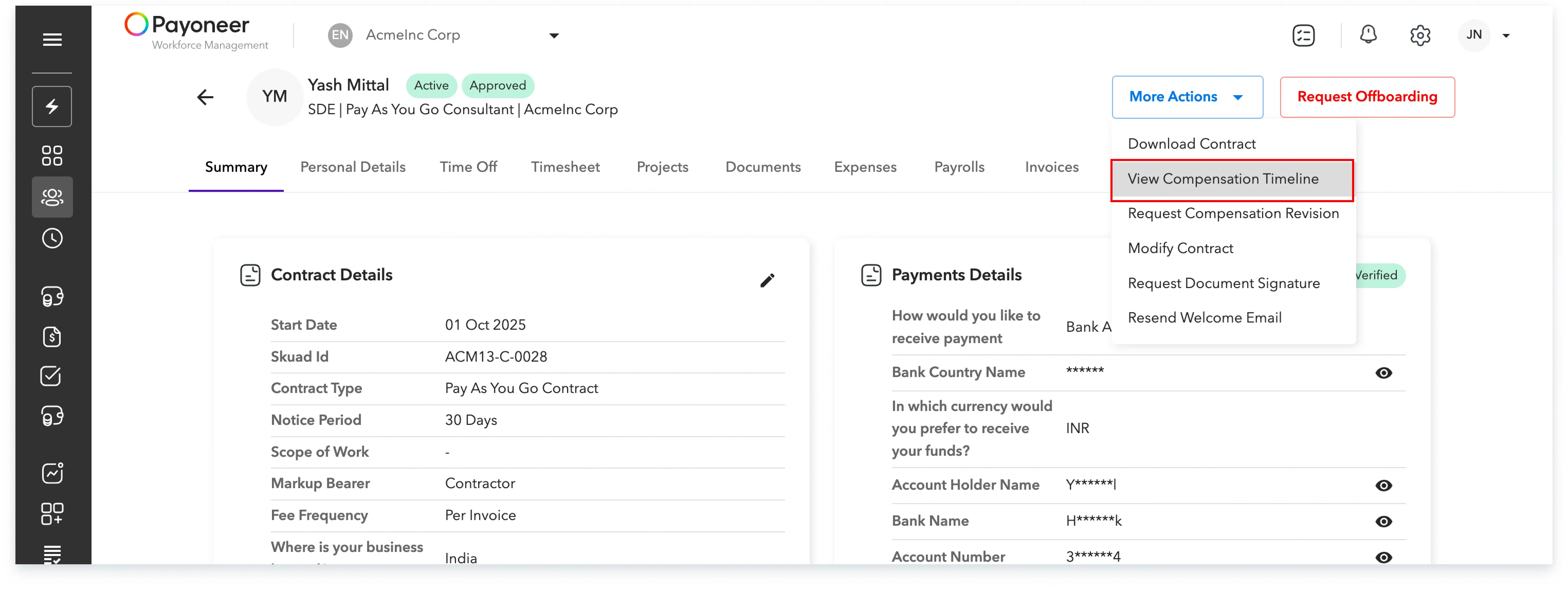 View Compensation Timeline
