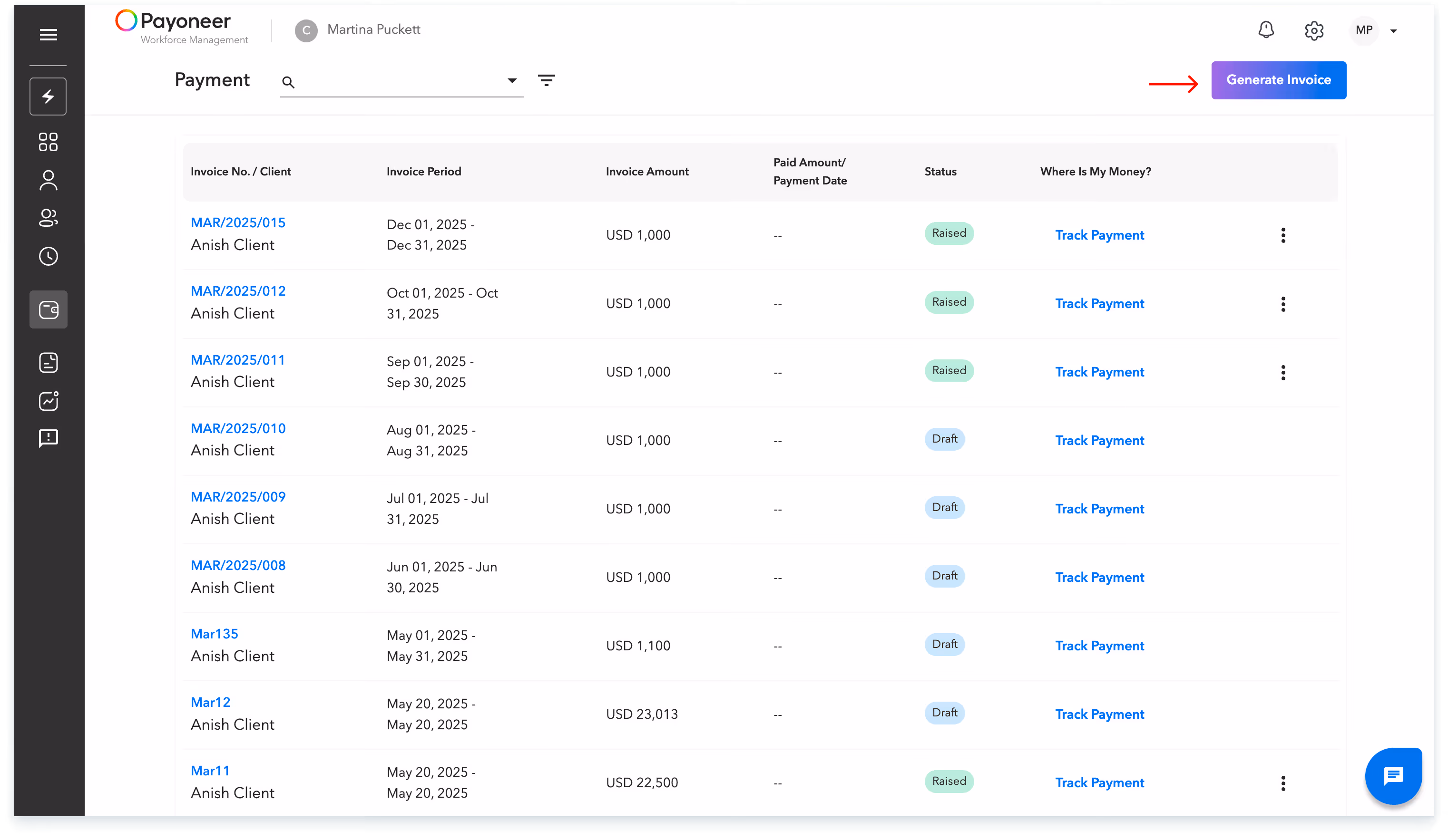 creae wfm invoice 2