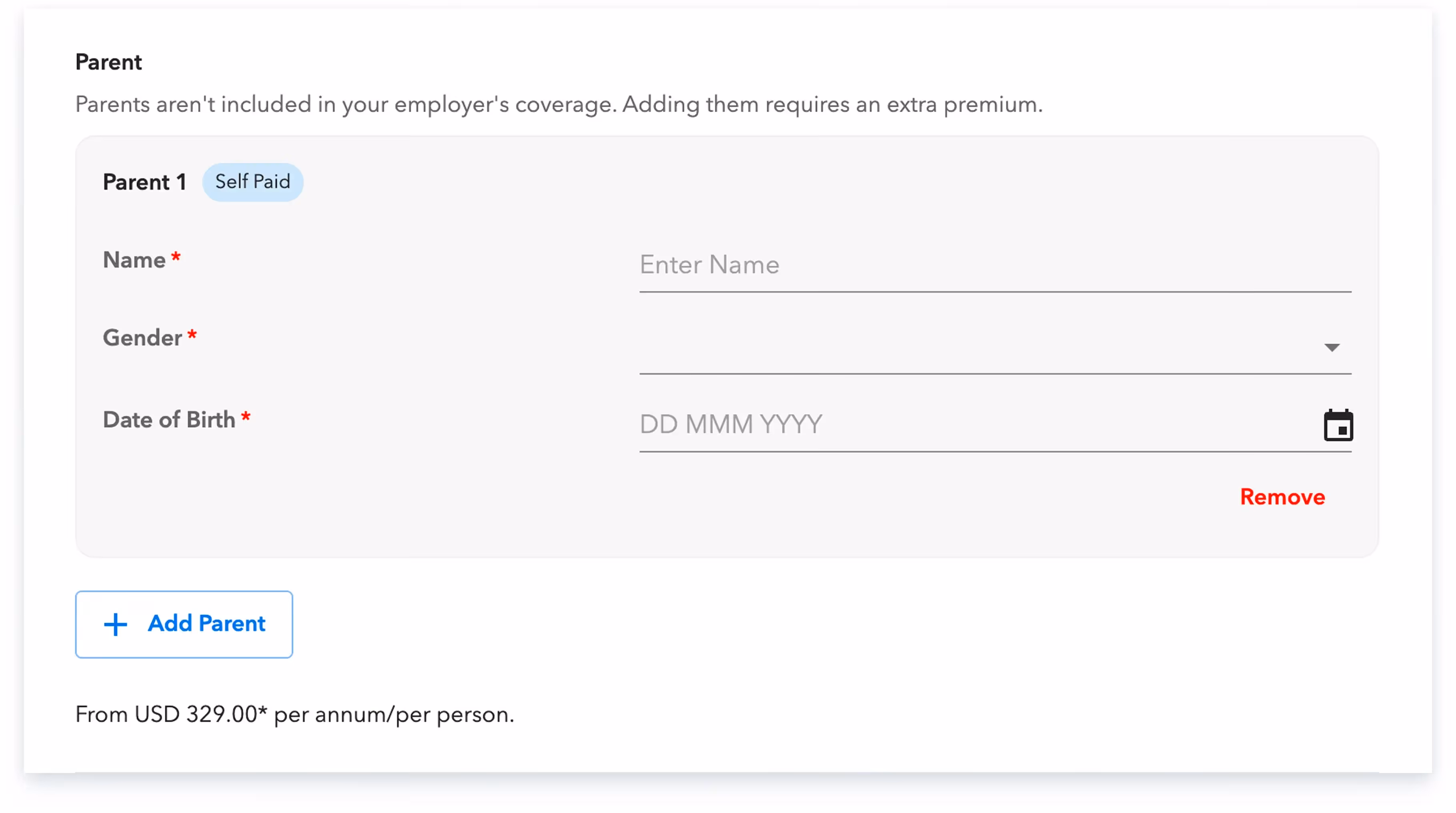 requires extra premium