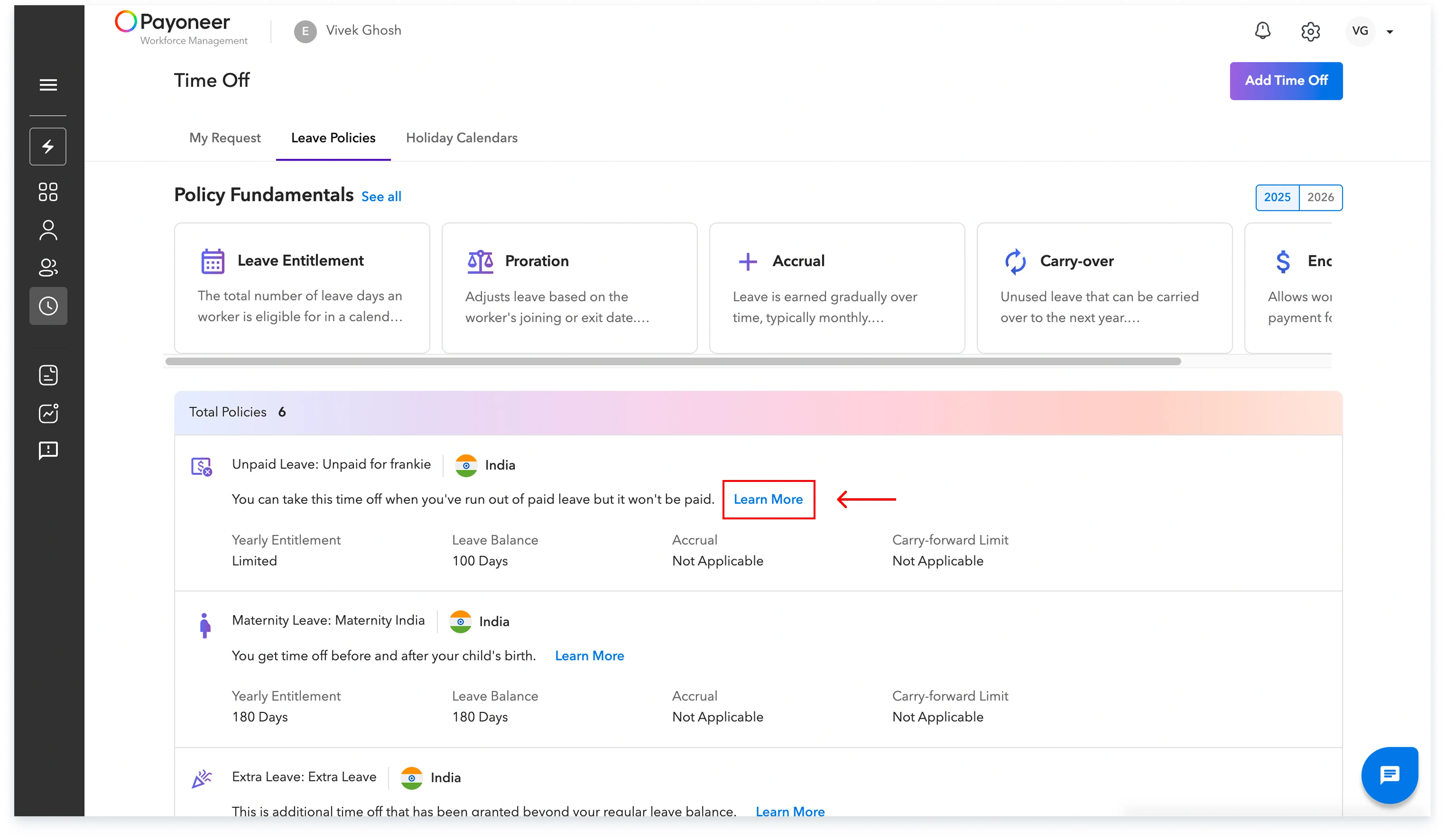 details of each policy