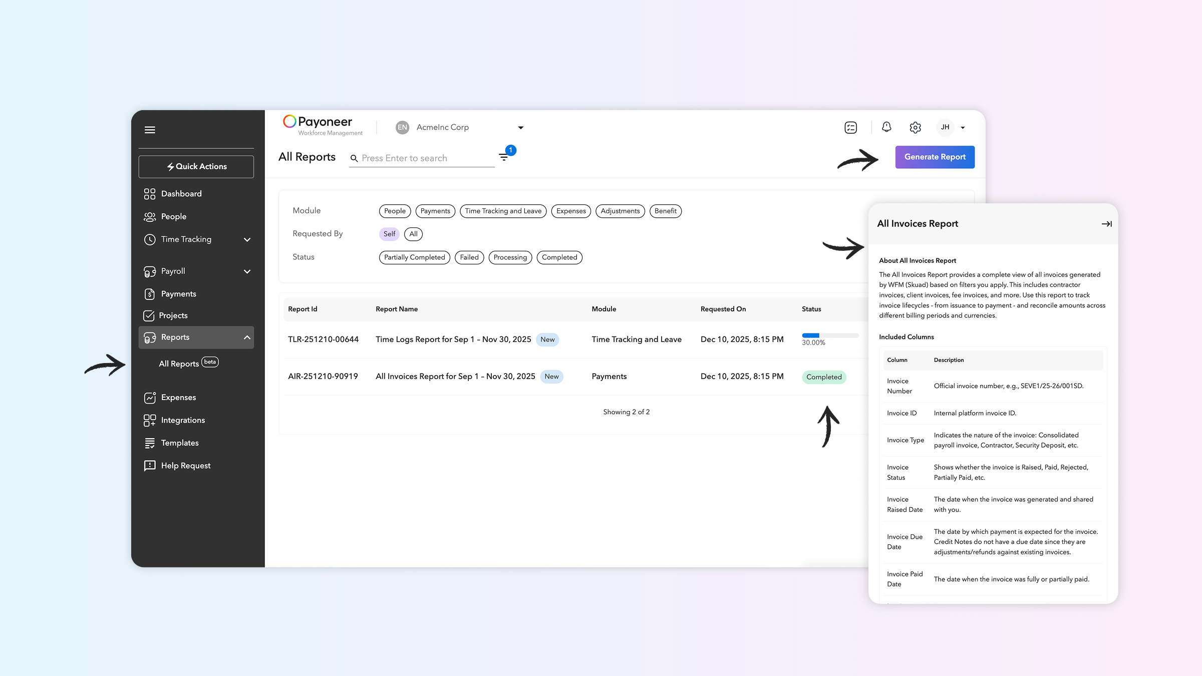 Centralized reporting module