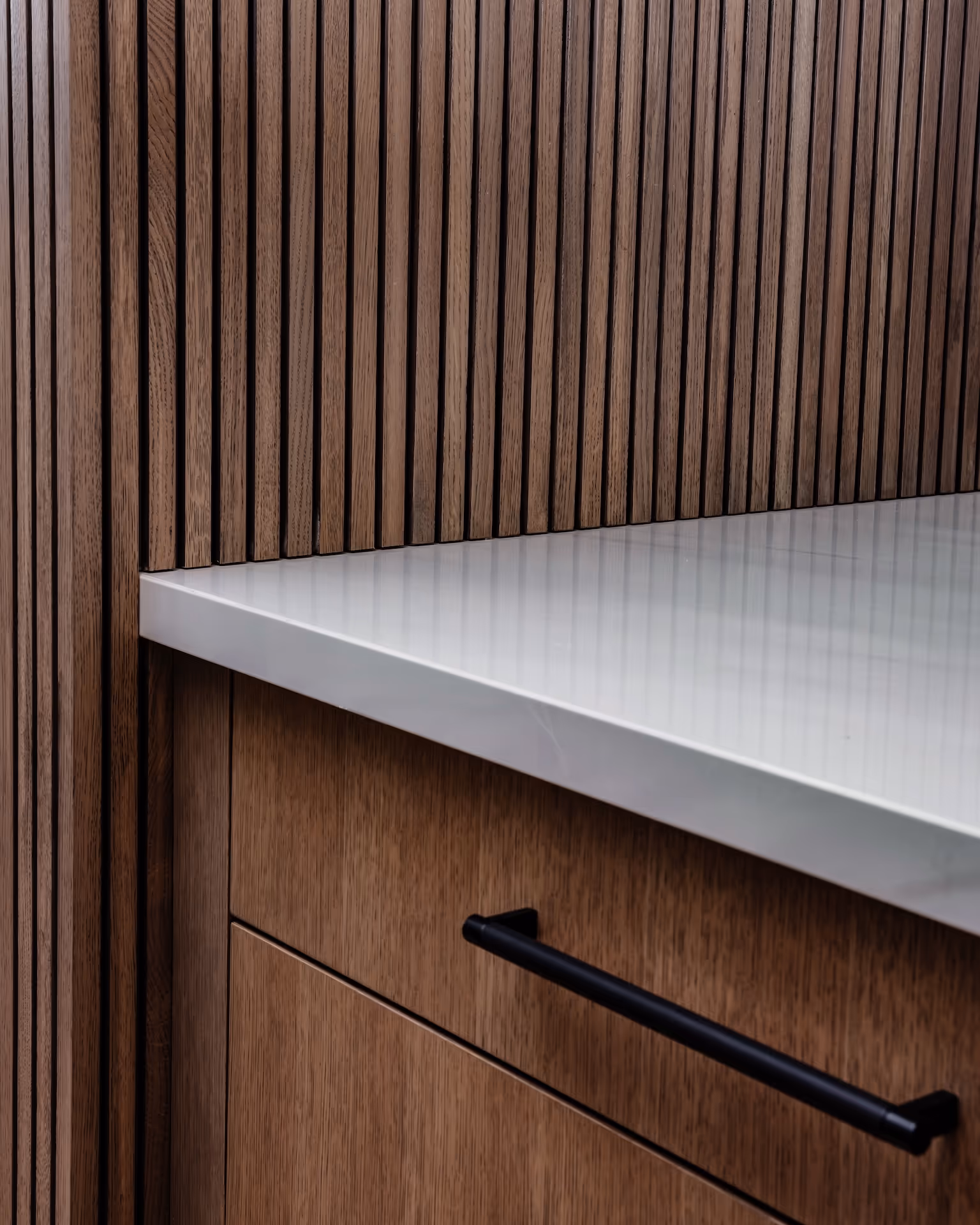Wood wall with marble texture accent