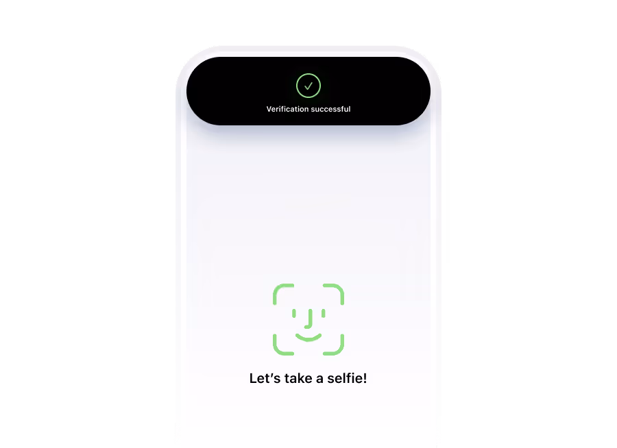Image of an iPhone showing a selfie verification process