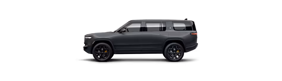 Side view of a sleek black SUV with tinted windows and black alloy wheels.