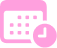 Icon of a calendar with a clock symbol, representing scheduling or appointments.