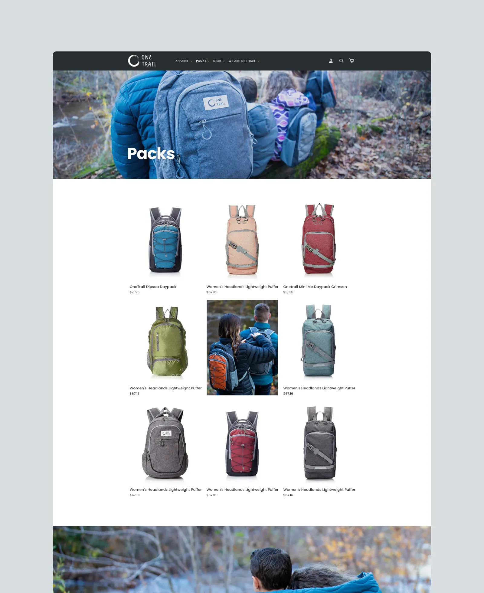 One Trail Gear Collections Page.