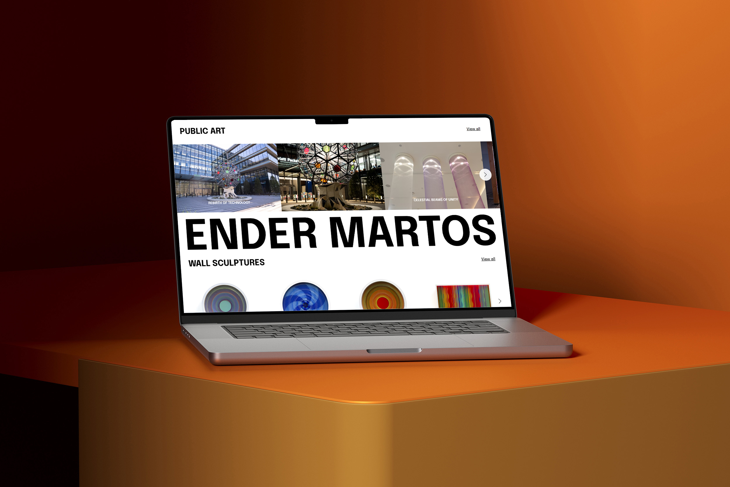 Ender Martos contemporary artist website designed by The Croma Studio displaying public art installations and sculpture portfolio