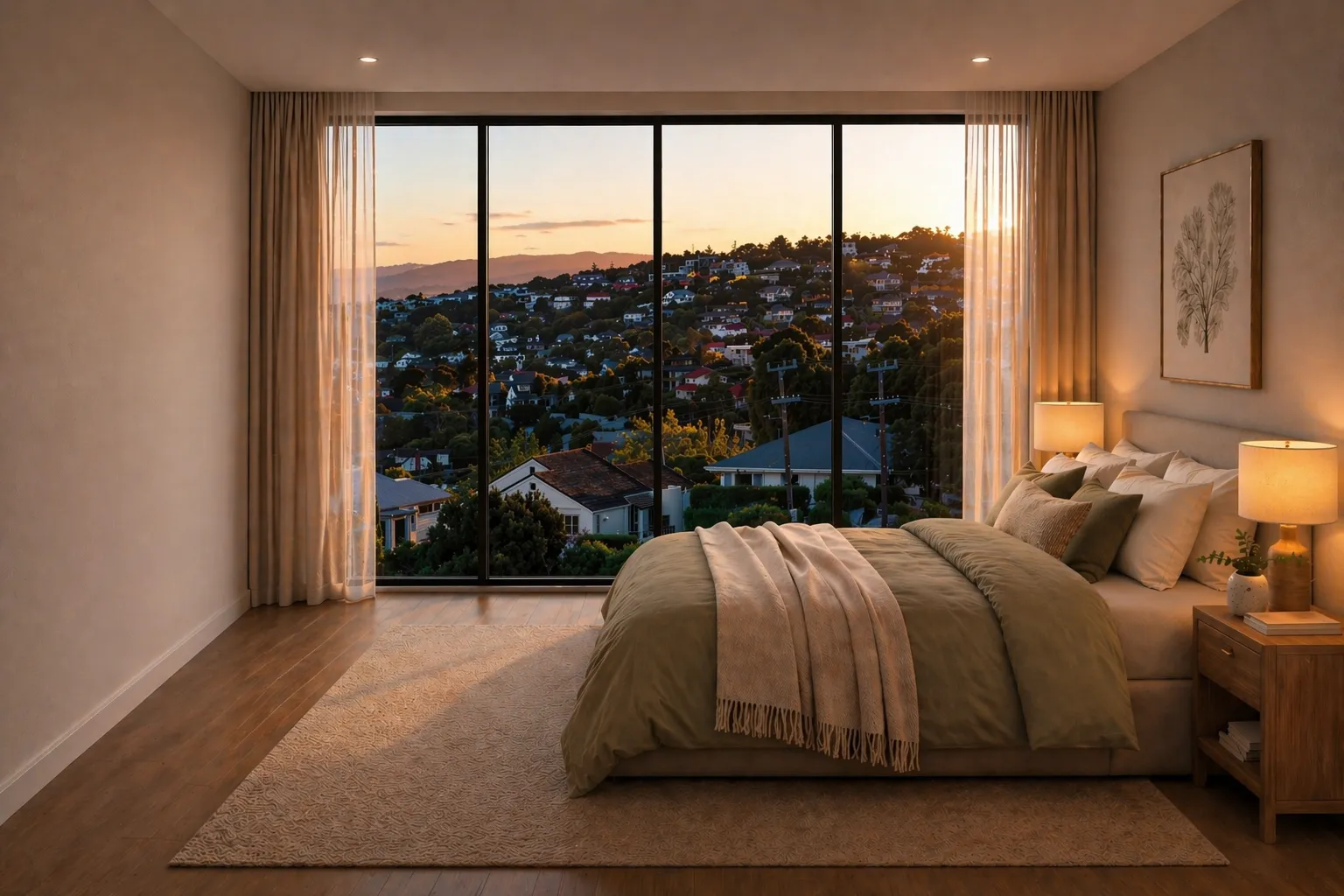 Bedroom with expansive views
