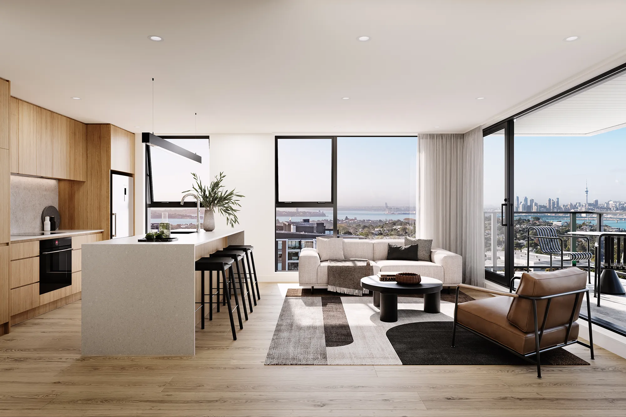 Open plan kitchen & living