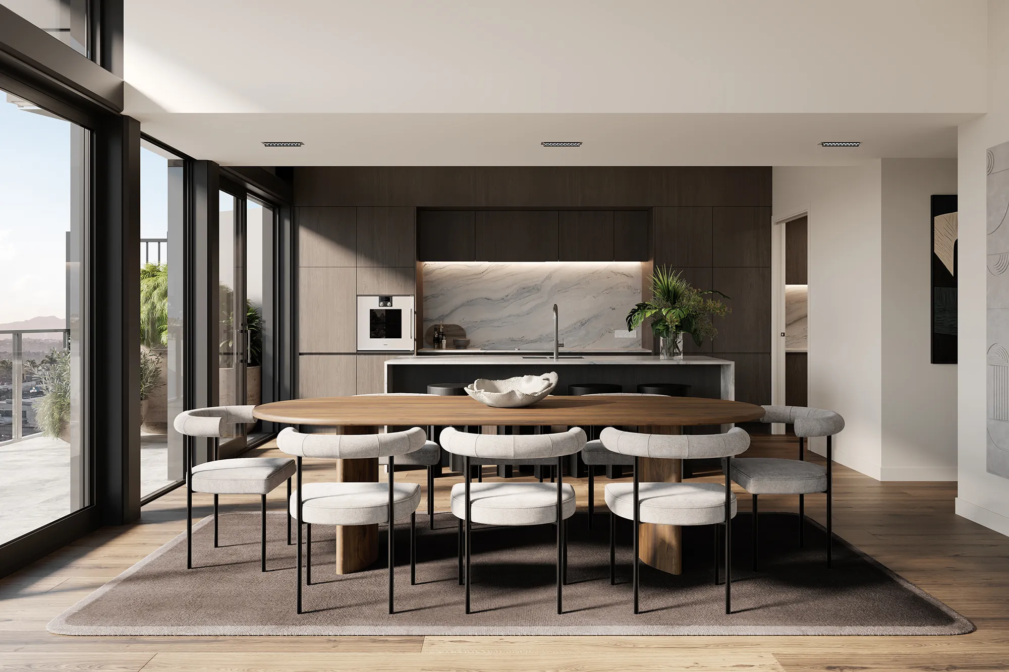 Penthouse kitchen and dining