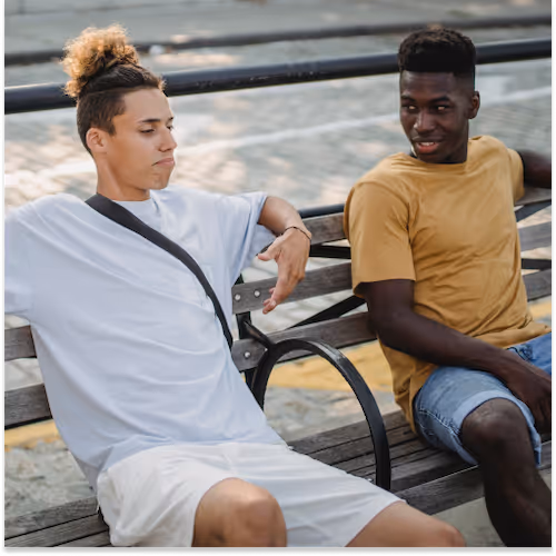 People talking on bench