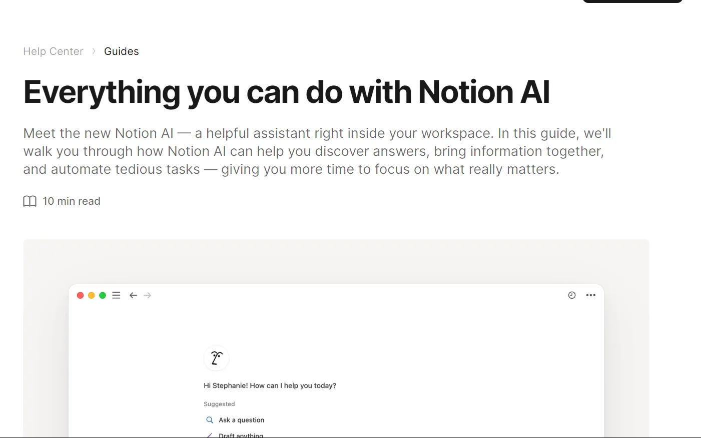 Notion AI Homepage image,