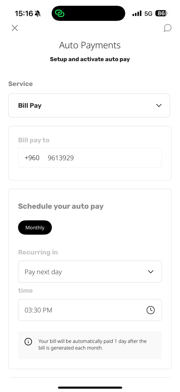 SuperApp Step 3: Configure Limits and Activate Autopay