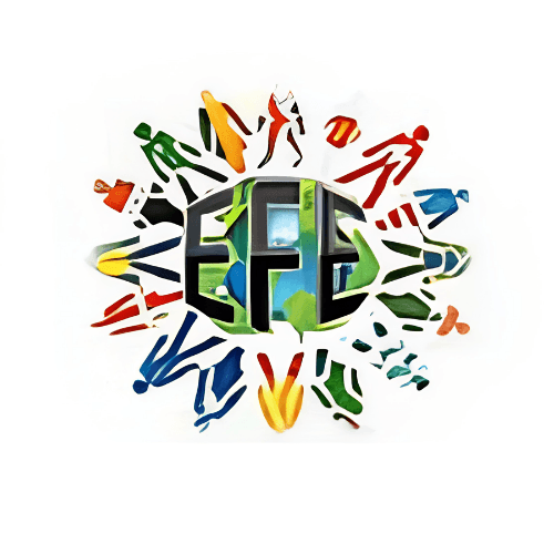 The Exercise for Everyone logo - Colorful human figures forming a circle around the bold letters EFE with a nature-themed background.