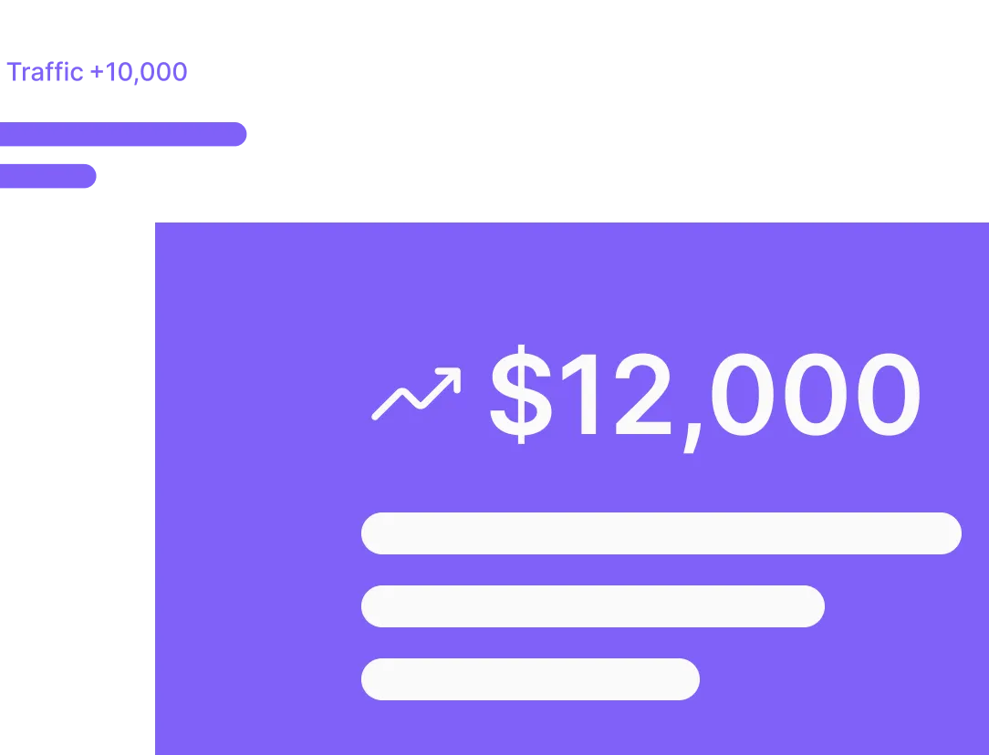 A purple screen with a $ 12, 000 sign on it.