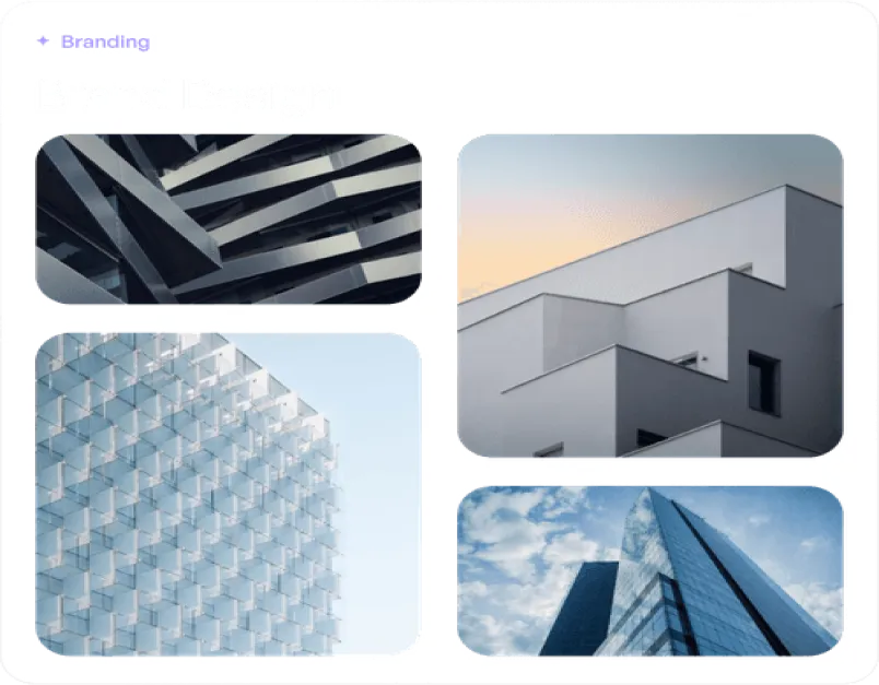 A collage of photos of buildings and sky.