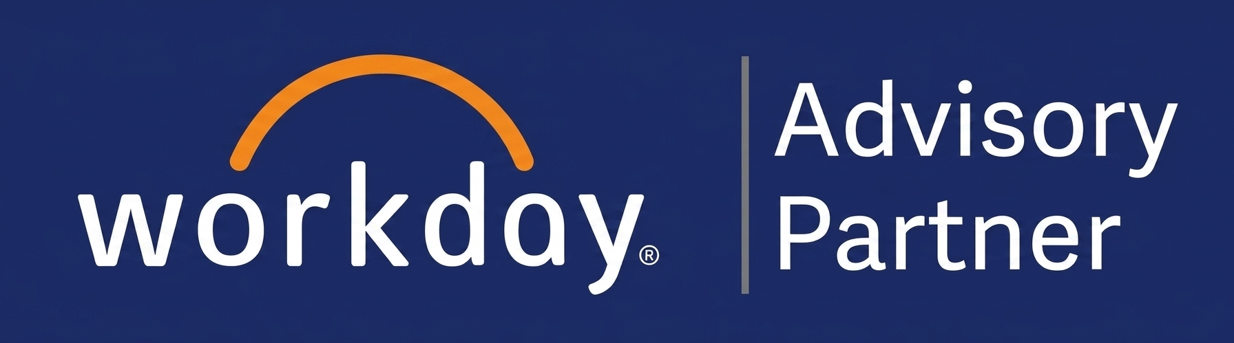 Workday logo with orange arc and text 'Advisory Partner' on dark blue background.