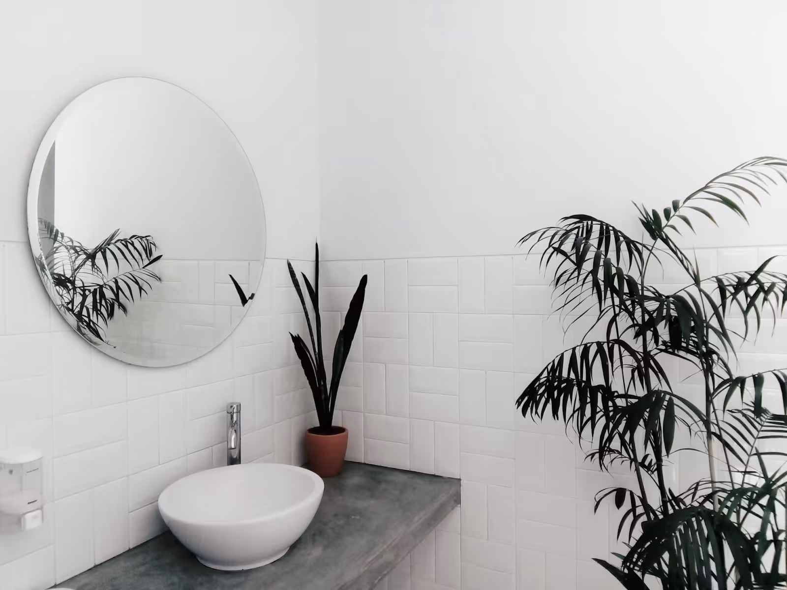 Cement bathroom counter with sink