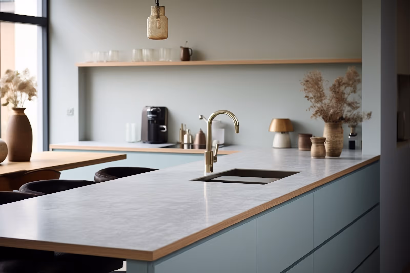 Kitchen with laminate countertops