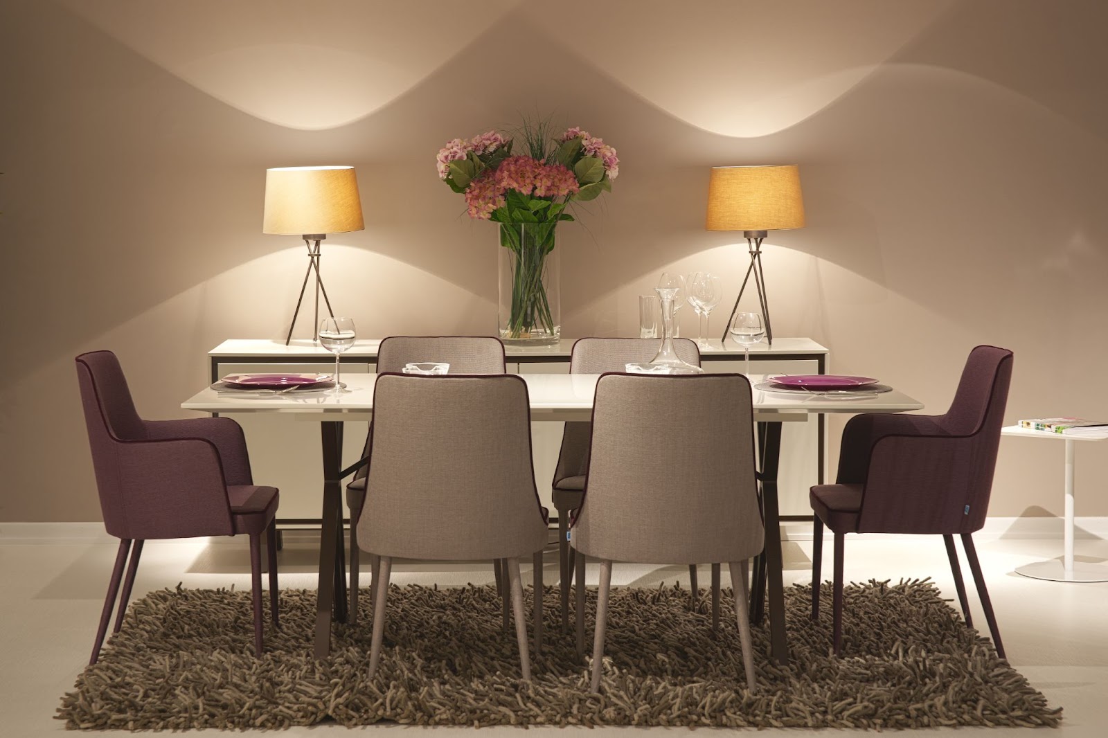 Dining room with fluffy rug