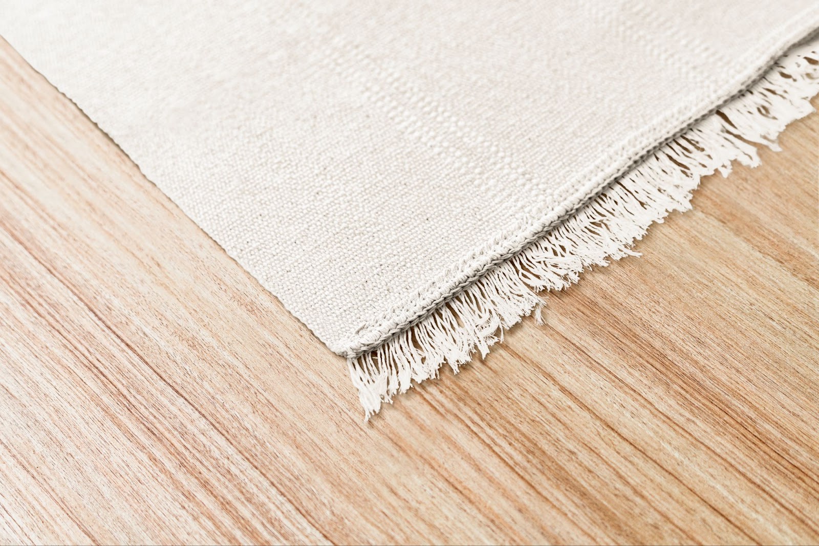Solid color white woven rug