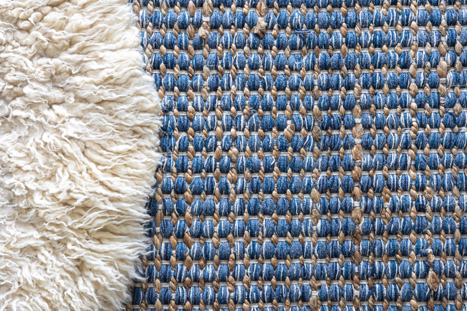 Seamless white and blue wool carpet textures