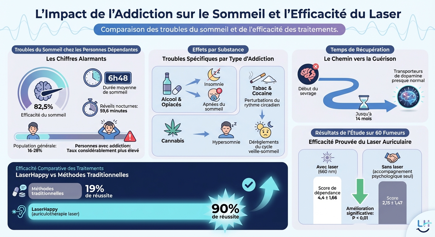 Impact de l'addiction sur le sommeil : statistiques et efficacité de l'auriculothérapie laser