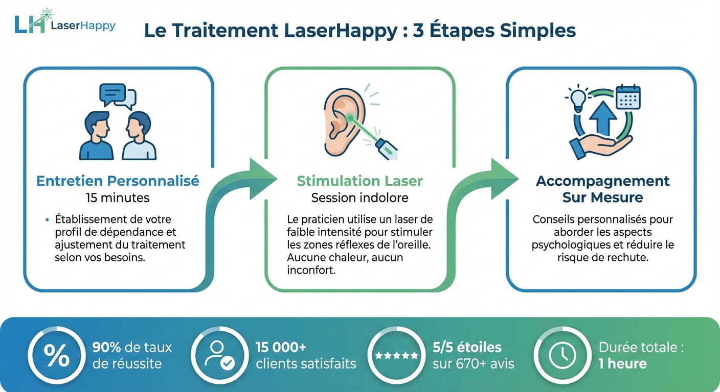 Comment fonctionne le traitement LaserHappy en 3 étapes