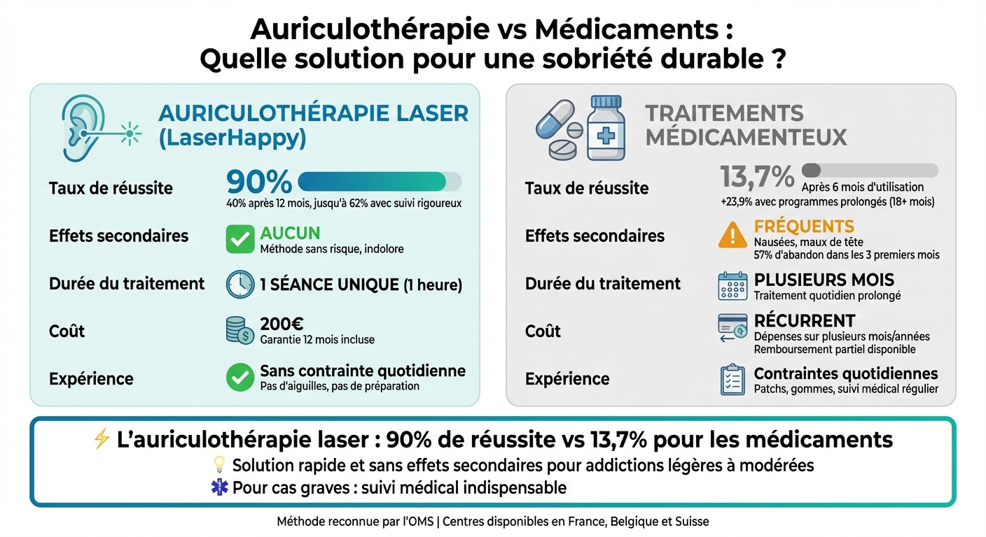 Auriculothérapie vs médicaments : comparaison efficacité, coût et effets secondaires