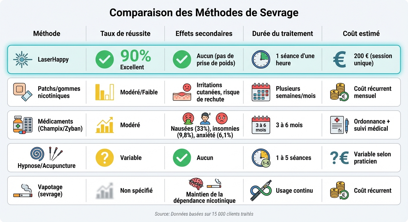 Comparaison des méthodes de sevrage tabagique : efficacité et effets secondaires