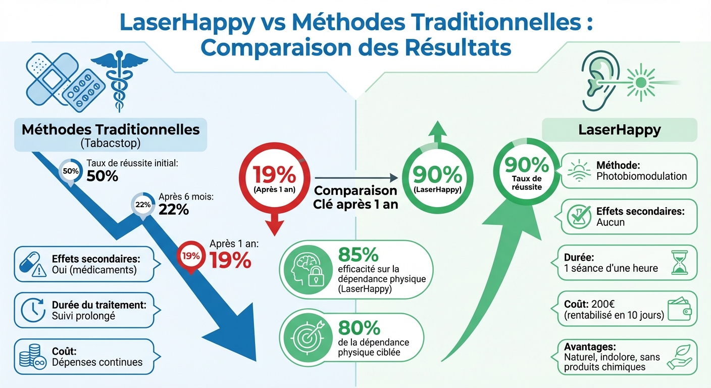 Taux de réussite : LaserHappy vs méthodes traditionnelles de sevrage tabagique