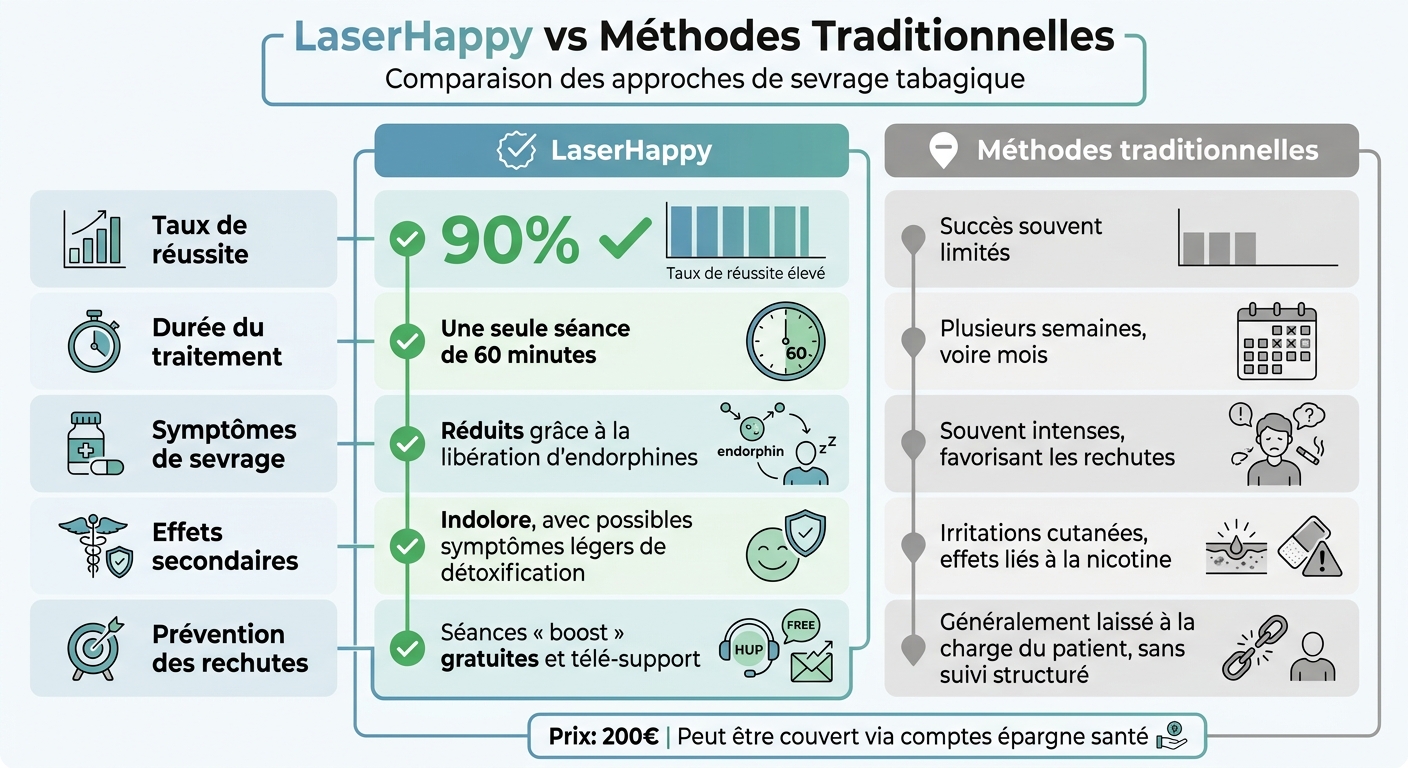 LaserHappy vs méthodes traditionnelles de sevrage tabagique : comparaison des résultats