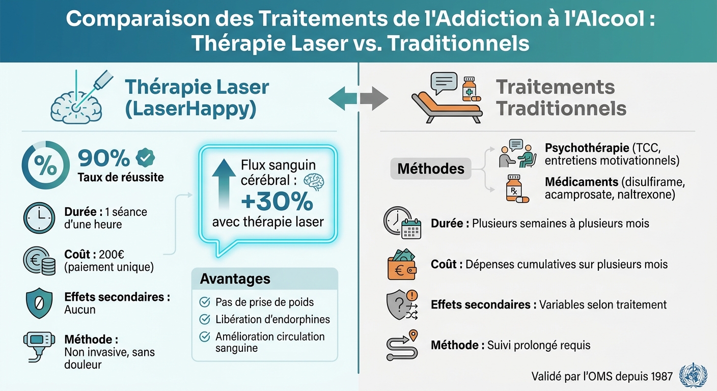 Comparaison thérapie laser vs traitements traditionnels alcoolisme