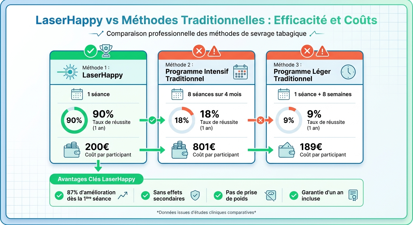 Comparaison des taux de réussite et coûts : LaserHappy vs méthodes traditionnelles de sevrage tabagique