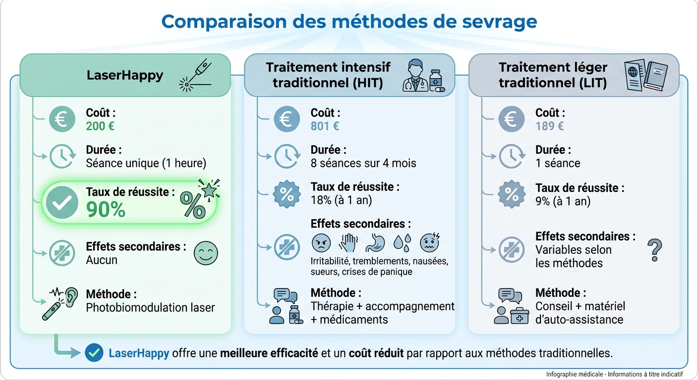 Comparaison des méthodes de sevrage tabagique : LaserHappy vs traitements traditionnels