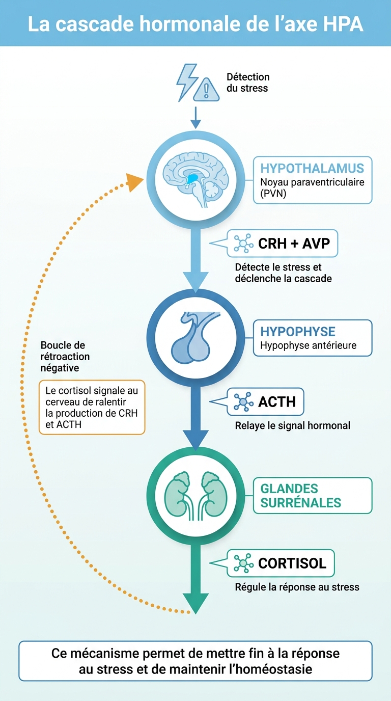 Cascade hormonale de l'axe HPA : du stress à la production de cortisol