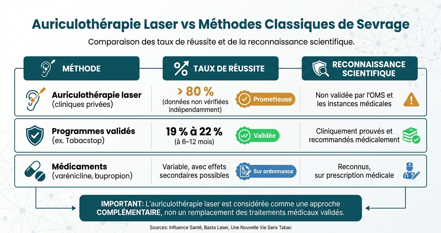 Auriculothérapie Laser vs Méthodes Classiques de Sevrage