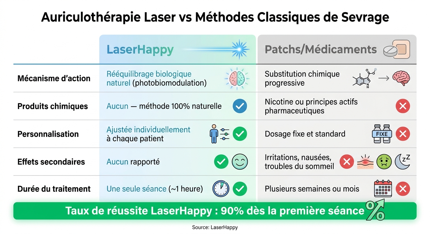 Auriculothérapie Laser vs Méthodes Classiques de Sevrage