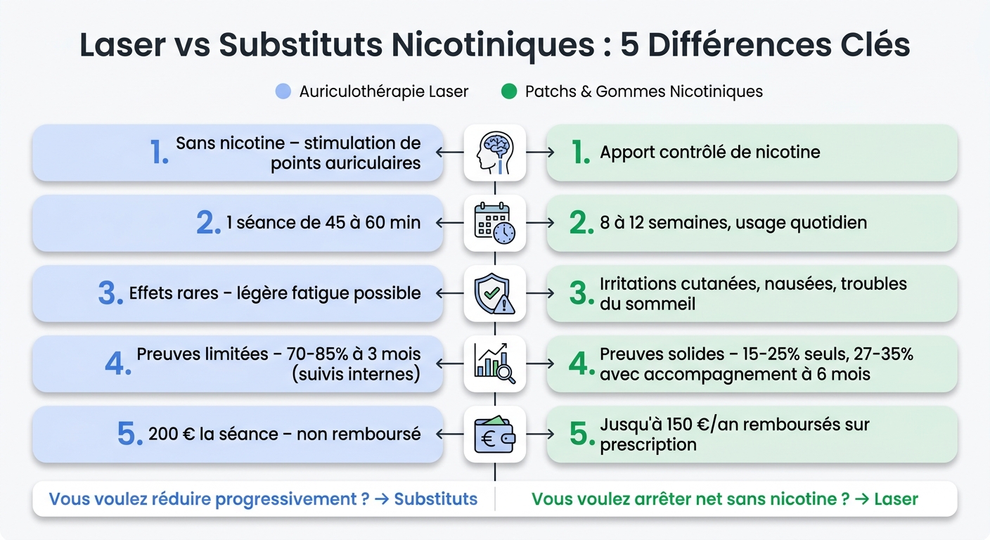 Laser vs Substituts Nicotiniques : Comparaison Complète