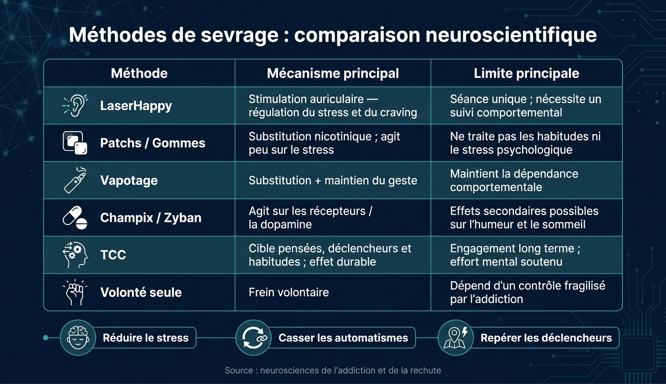 Méthodes de sevrage : comparaison neuroscientifique